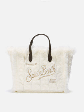 Colette Wollflechthandtasche aus weißem Wollmischgewebe