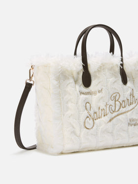 Colette Wollflechthandtasche aus weißem Wollmischgewebe