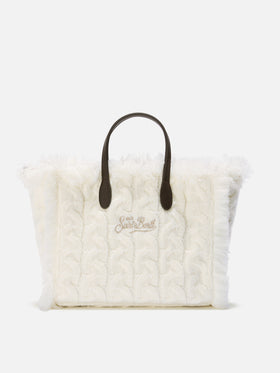 Colette Wollflechthandtasche aus weißem Wollmischgewebe