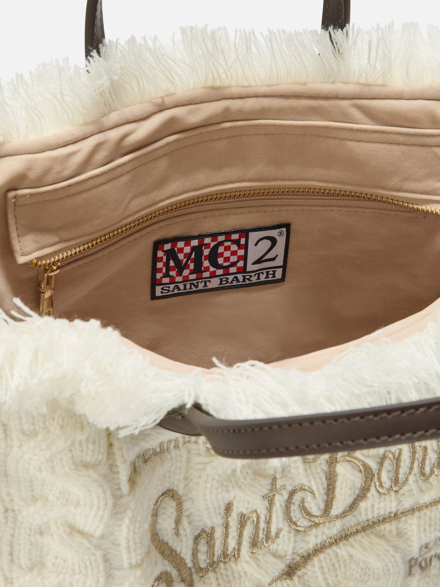 Colette Wollflechthandtasche aus weißem Wollmischgewebe