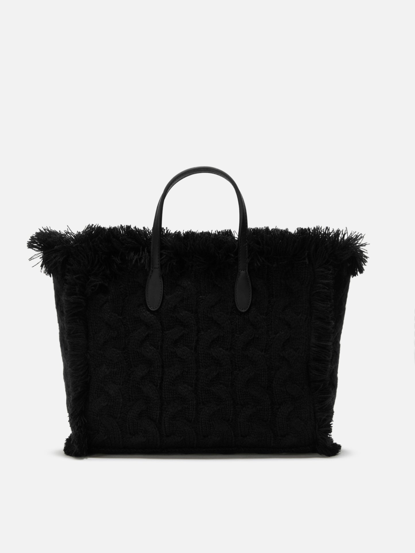 Colette Wool Braid Handbag in black braided wool blend with rhinestones