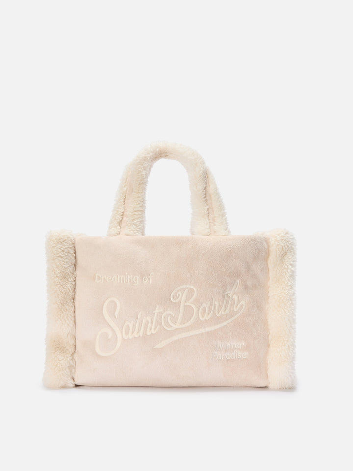 Borsa a mano  Colette Shearling  faux suede ghiaccio con dettagli in shearling