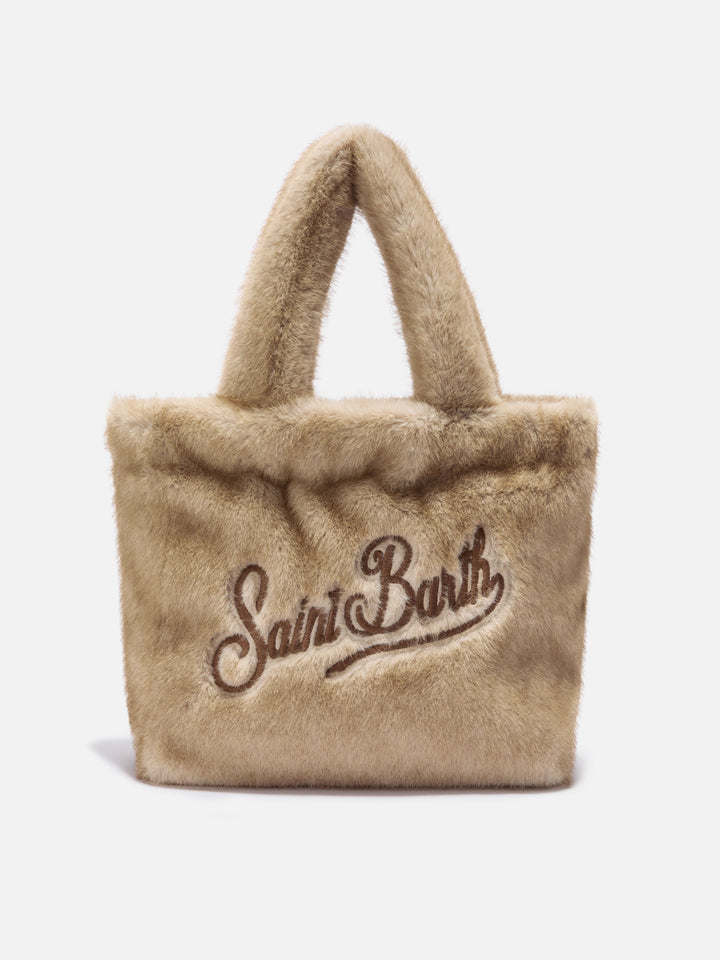 Colette Soft Handbag in beige faux fur