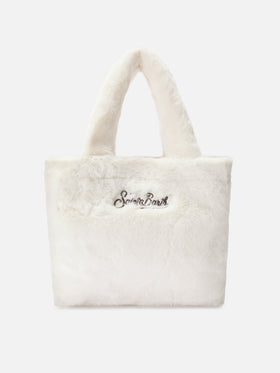 Borsa a mano Colette Soft in faux fur bianco