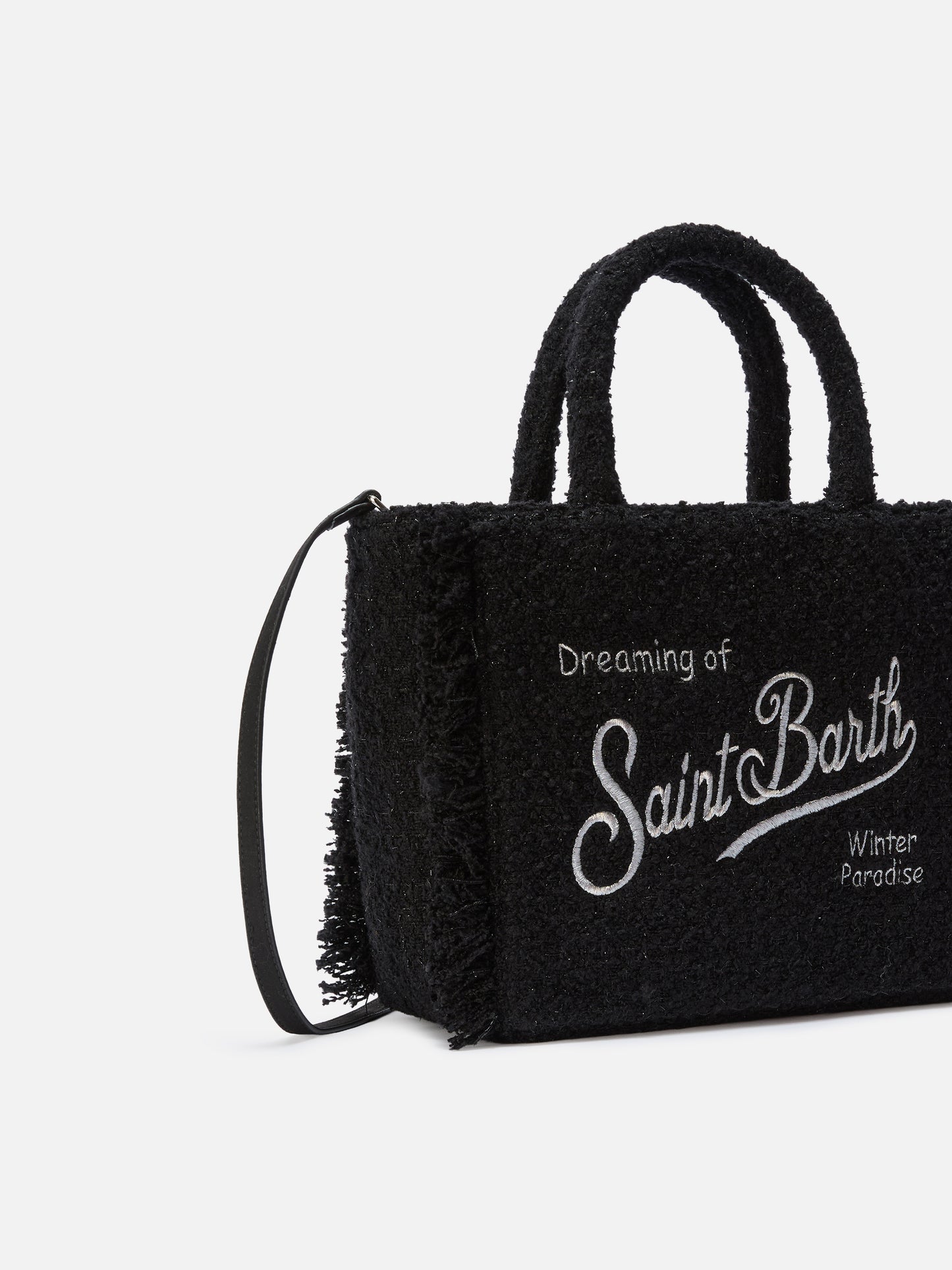 Colette Tweed Handtasche aus schwarzem Wollmischgewebe