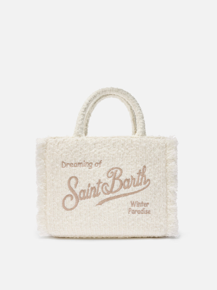 Borsa a mano Colette Tweed in misto lana bianca