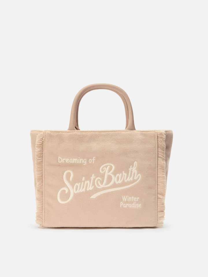 Borsa a mano Colette Felt in misto lana beige