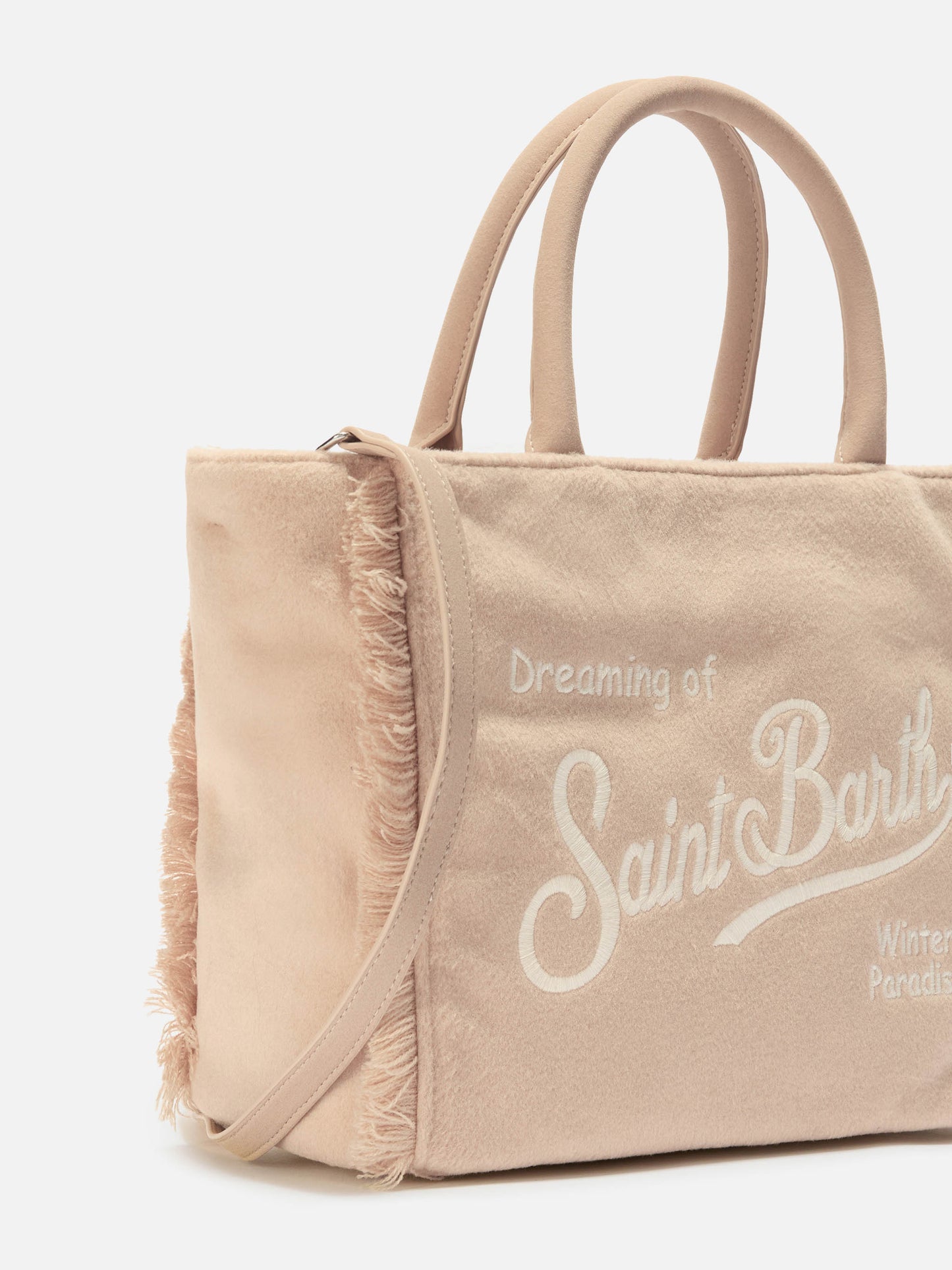 Colette Filzhandtasche aus beigem Wollmischgewebe