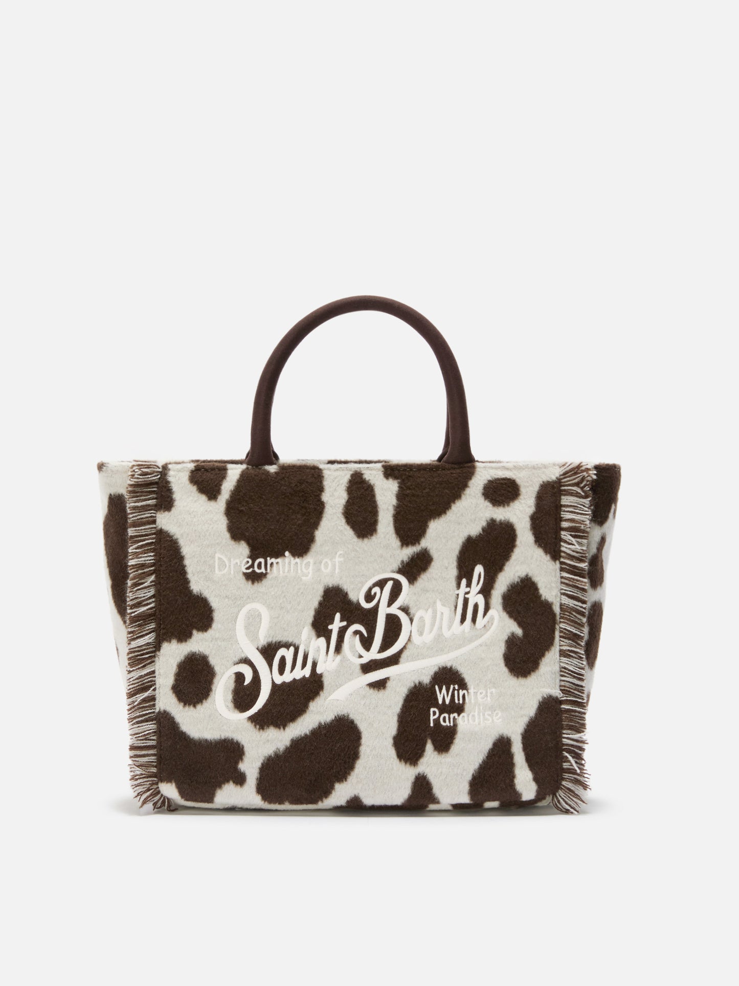 Colette Filzhandtasche aus Wollmischung mit Kuhfellmuster