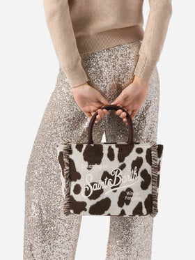 Colette Filzhandtasche aus Wollmischung mit Kuhfellmuster