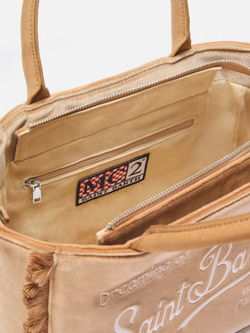 Borsa a mano Colette Velvet in velluto beige