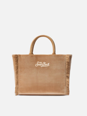 Borsa a mano Colette Velvet in velluto beige