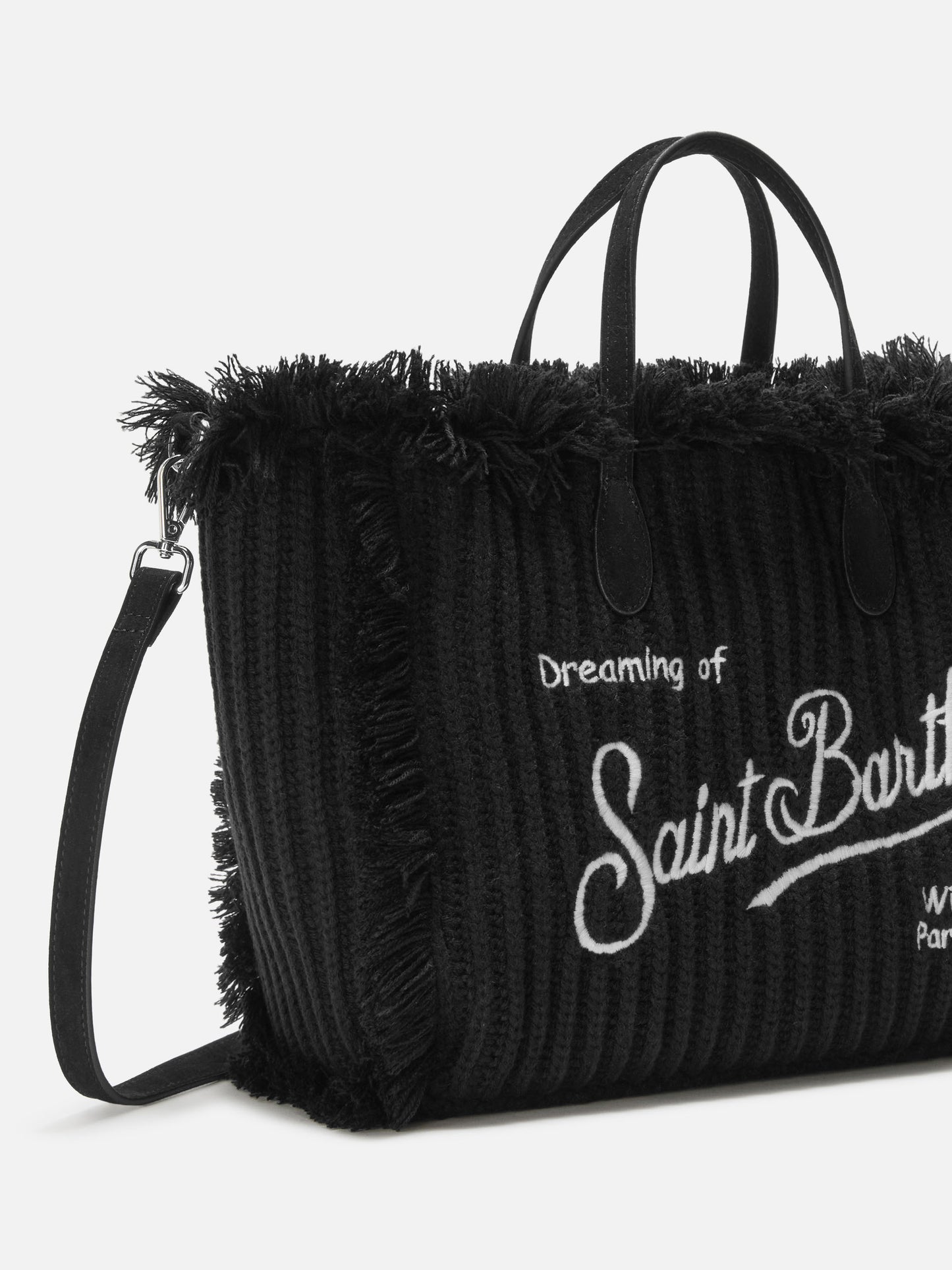 Colette Wool Rib Handbag in black braided wool effect