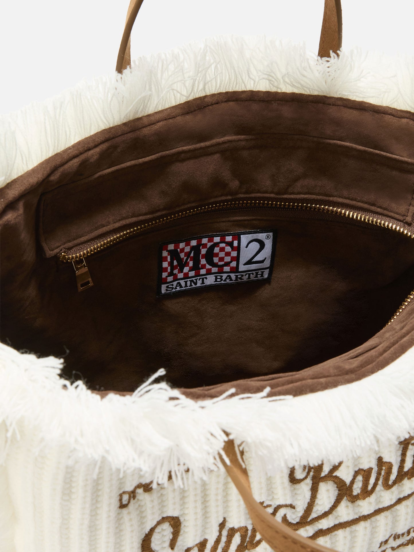 Colette Handtasche aus gerippter Wolle in Weiß mit Flechtmuster