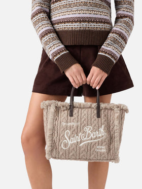 Bolso Colette gris con diseño de punto trenzado 