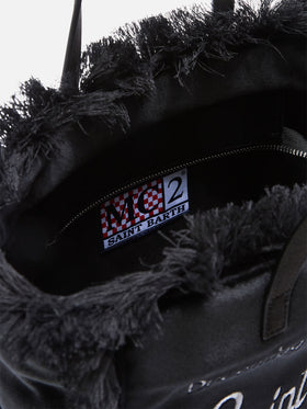 Schwarze Samttasche Colette mit Logostickerei 
