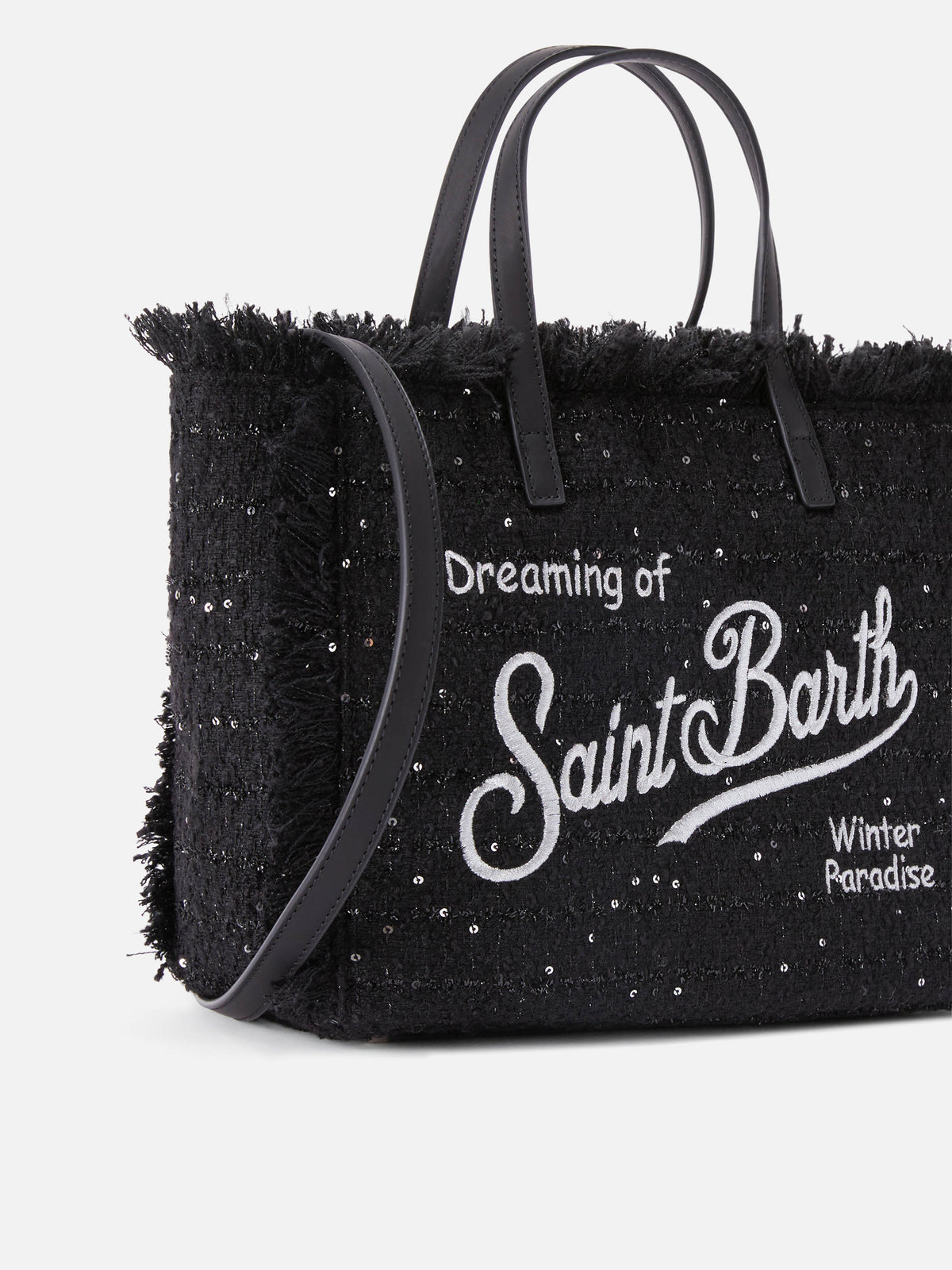 Borsa Colette nera con paillettes e ricamo logo