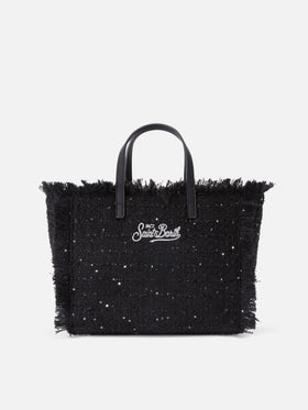 Borsa Colette nera con paillettes e ricamo logo