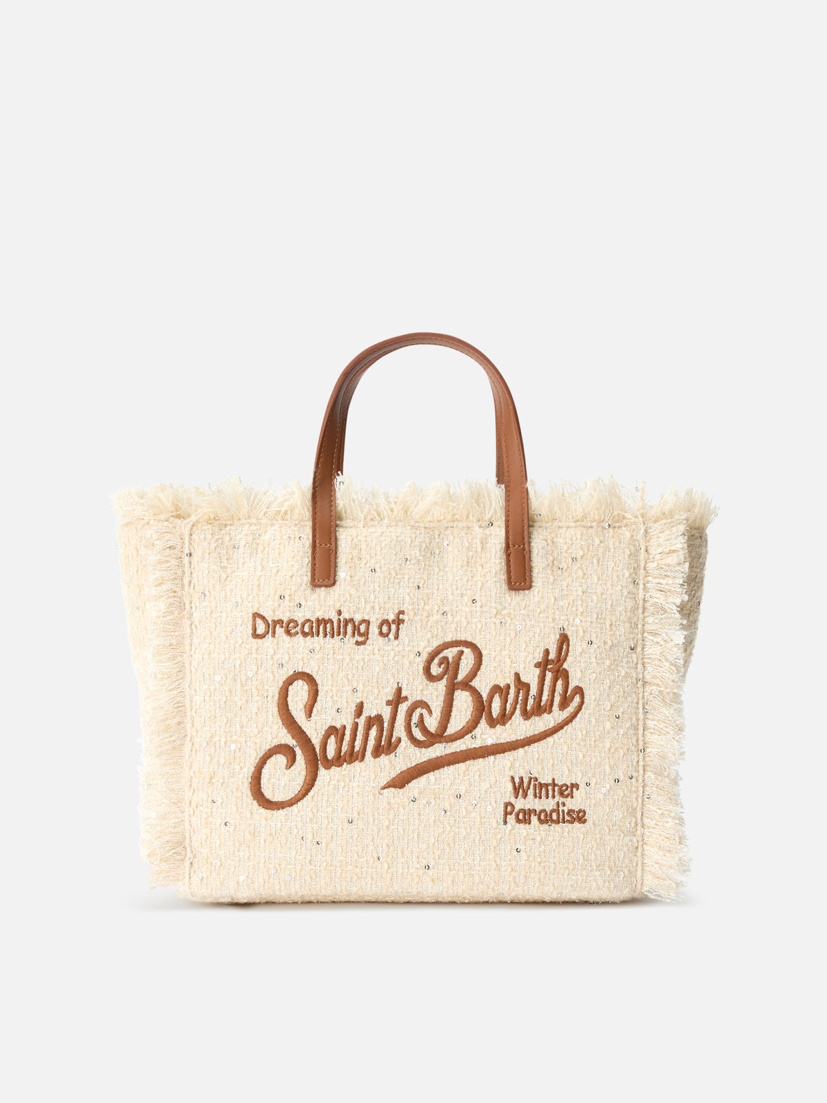 Sac Colette beige avec sequins et logo brodé 