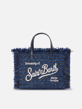 Marineblaue Tasche blue Colette mit Lurex-Fäden und Logostickerei 