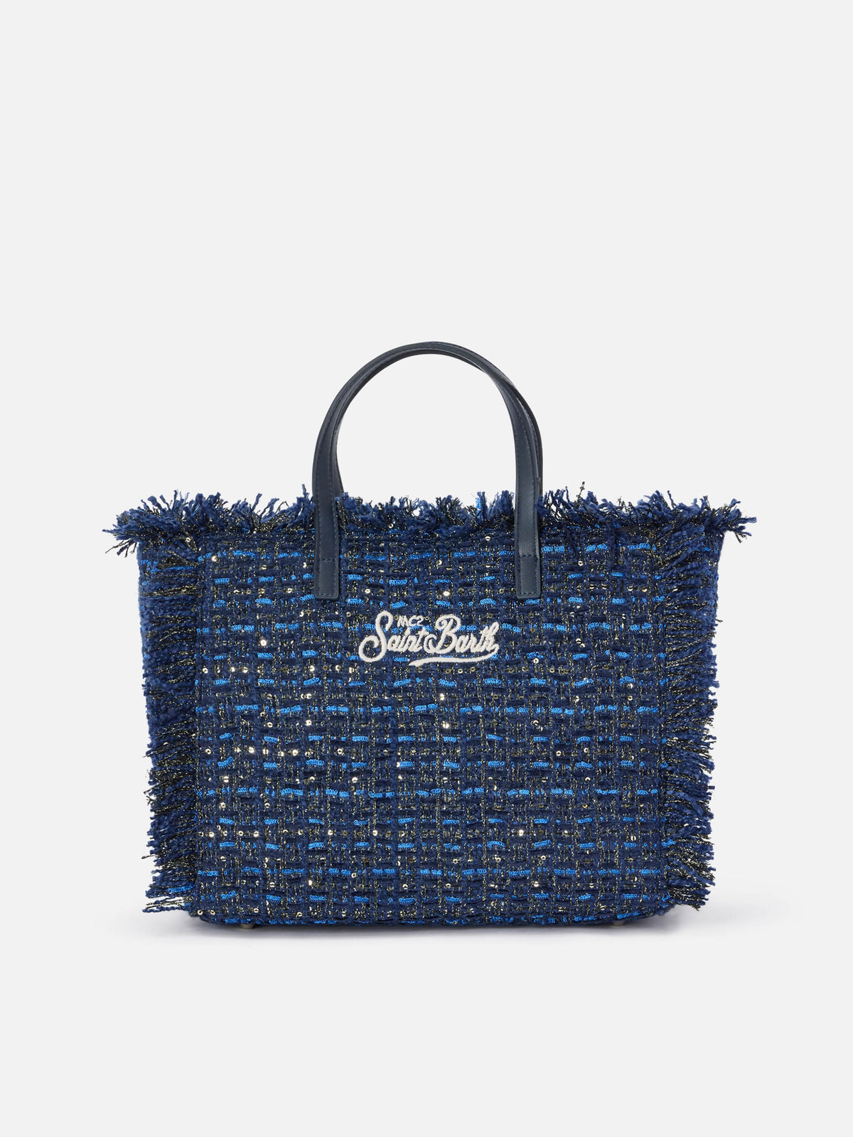 Marineblaue Tasche blue Colette mit Lurex-Fäden und Logostickerei 