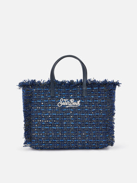 Marineblaue Tasche blue Colette mit Lurex-Fäden und Logostickerei 