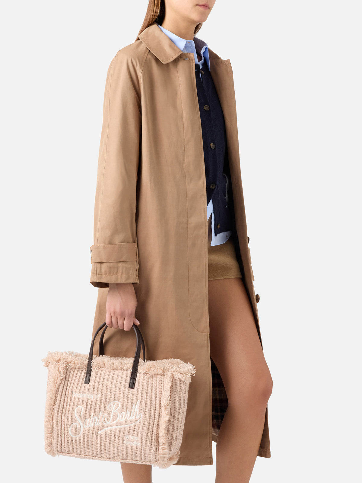Graue Tasche Colette mit Rippstrick-Design 