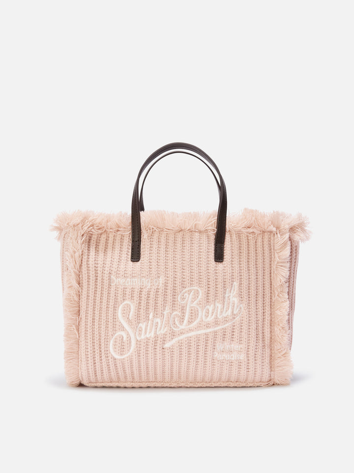 Beige Colette bag with ribbed knit design