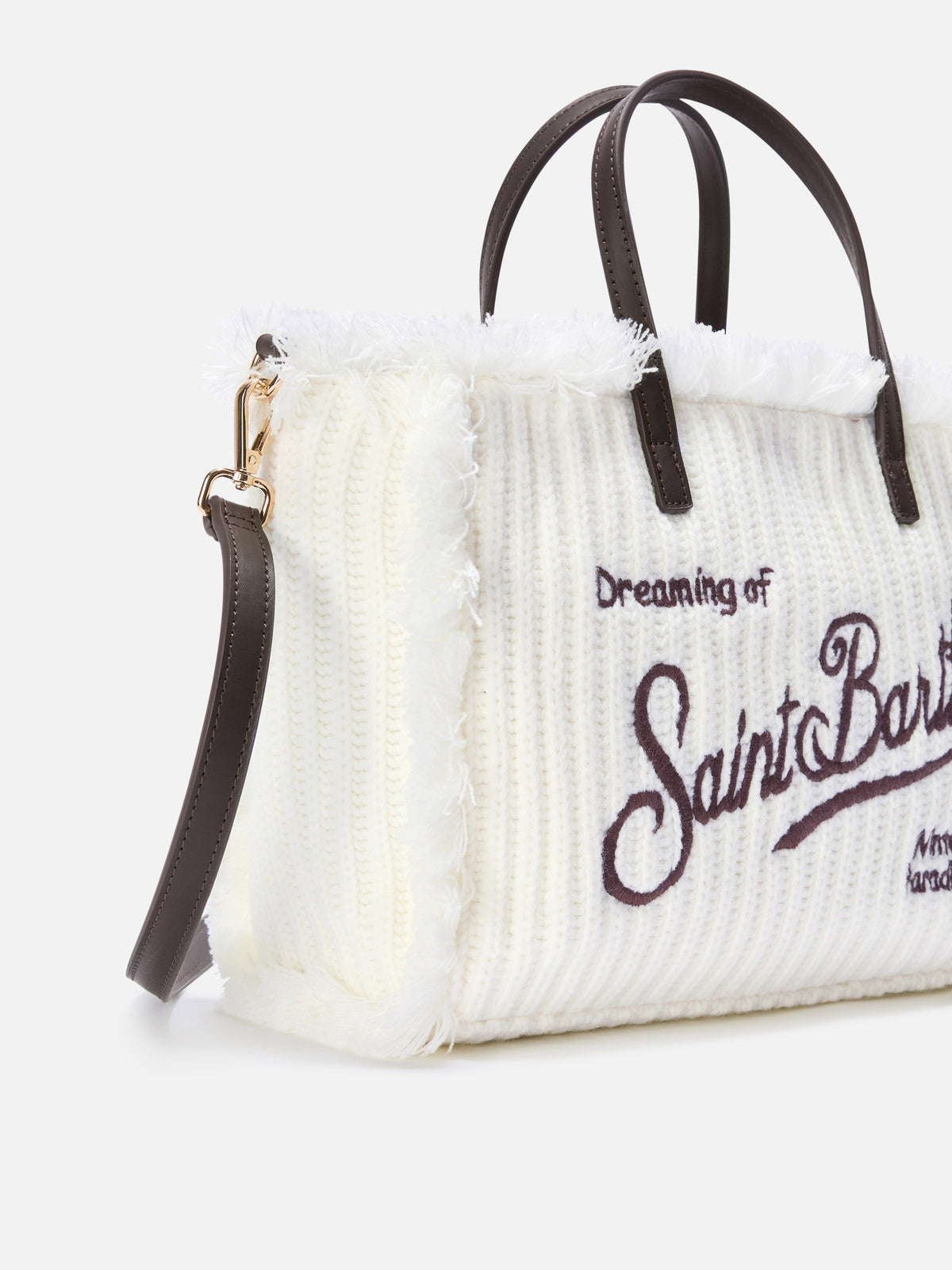 Borsa Colette off white con lavorazione a costine