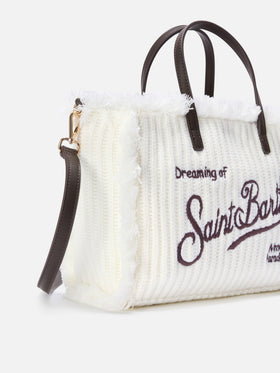 Borsa Colette off white con lavorazione a costine