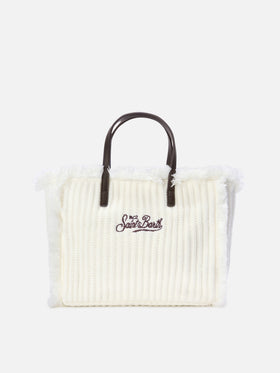 Borsa Colette off white con lavorazione a costine
