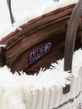Borsa Colette off white con lavorazione a costine
