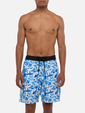 Comfort Surf swim shorts with sharks print | AI CO-CREATED DESIGN BY RICKDICK - POWERED BY RED-EYE