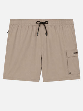Beige classic stretch Comfort Travel swim shorts