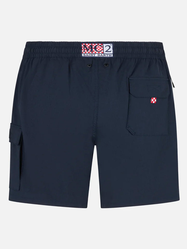 Blaue, marineblaue Herren-Badeshorts aus Komfort und Stretch
