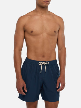 Marineblaue Comfort Badeshorts mit St. Barth Stickerei