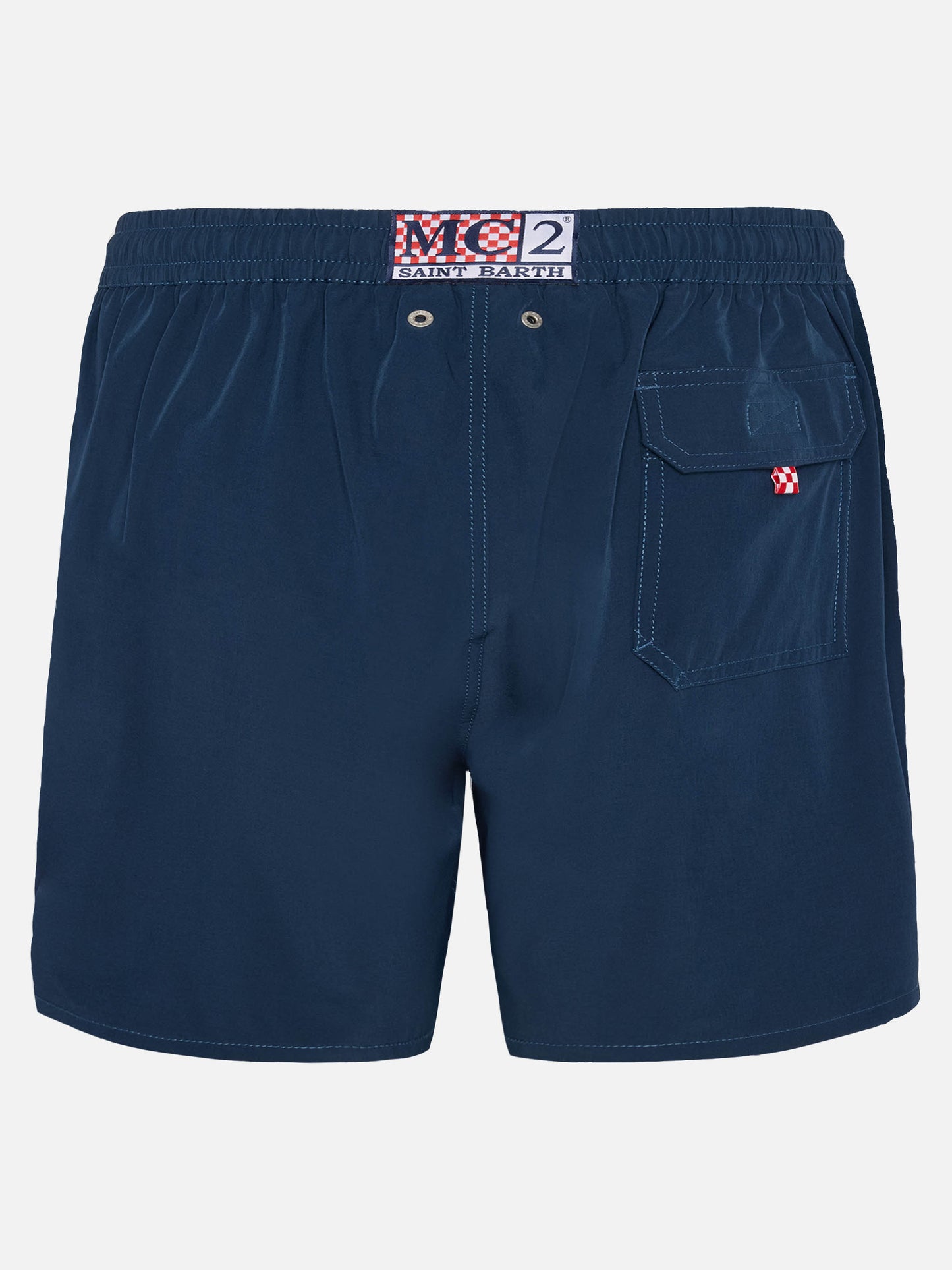 Marineblaue Comfort Badeshorts mit St. Barth Stickerei