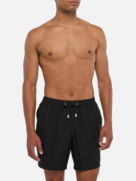 Black Comfort swim shorts  with St. Barth embroidery