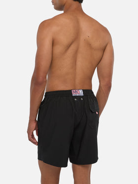 Black Comfort swim shorts  with St. Barth embroidery