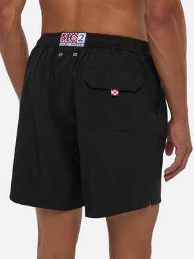 Black Comfort swim shorts  with St. Barth embroidery