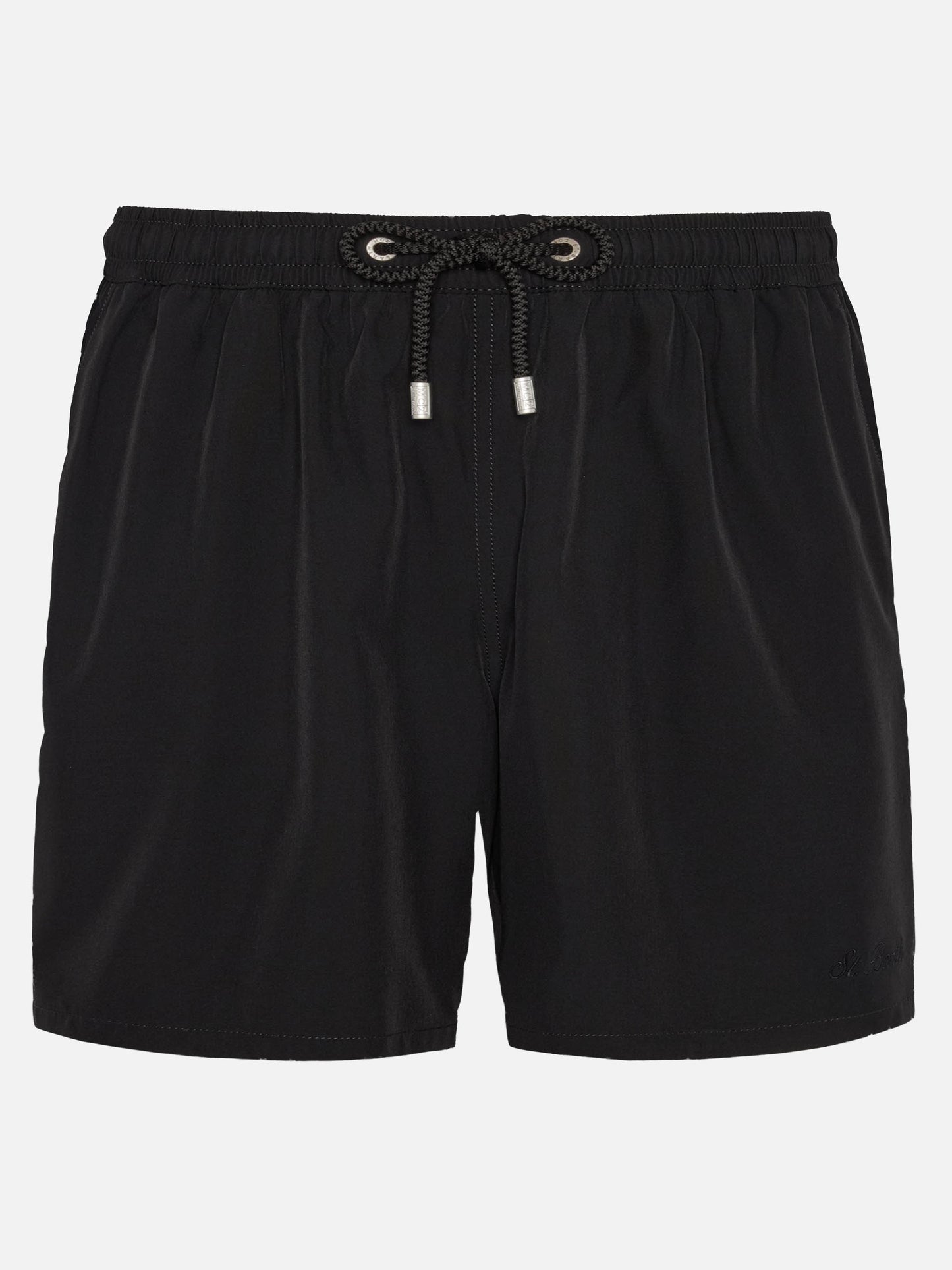 Black Comfort swim shorts  with St. Barth embroidery