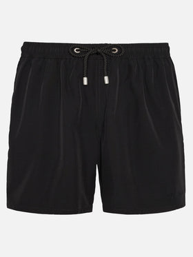 Black Comfort swim shorts  with St. Barth embroidery