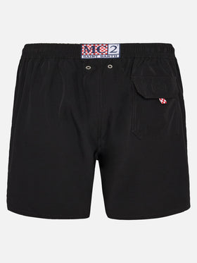 Black Comfort swim shorts  with St. Barth embroidery