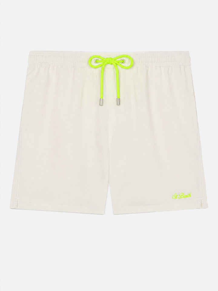 Costume mare Comfort bianco con ricamo St. Barth
