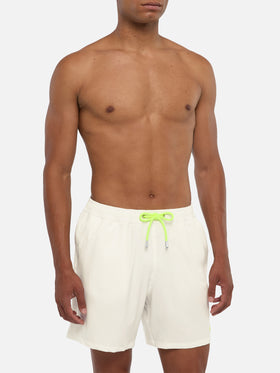 White Comfort swim shorts  with St. Barth embroidery