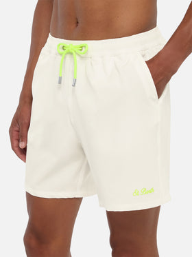 White Comfort swim shorts  with St. Barth embroidery