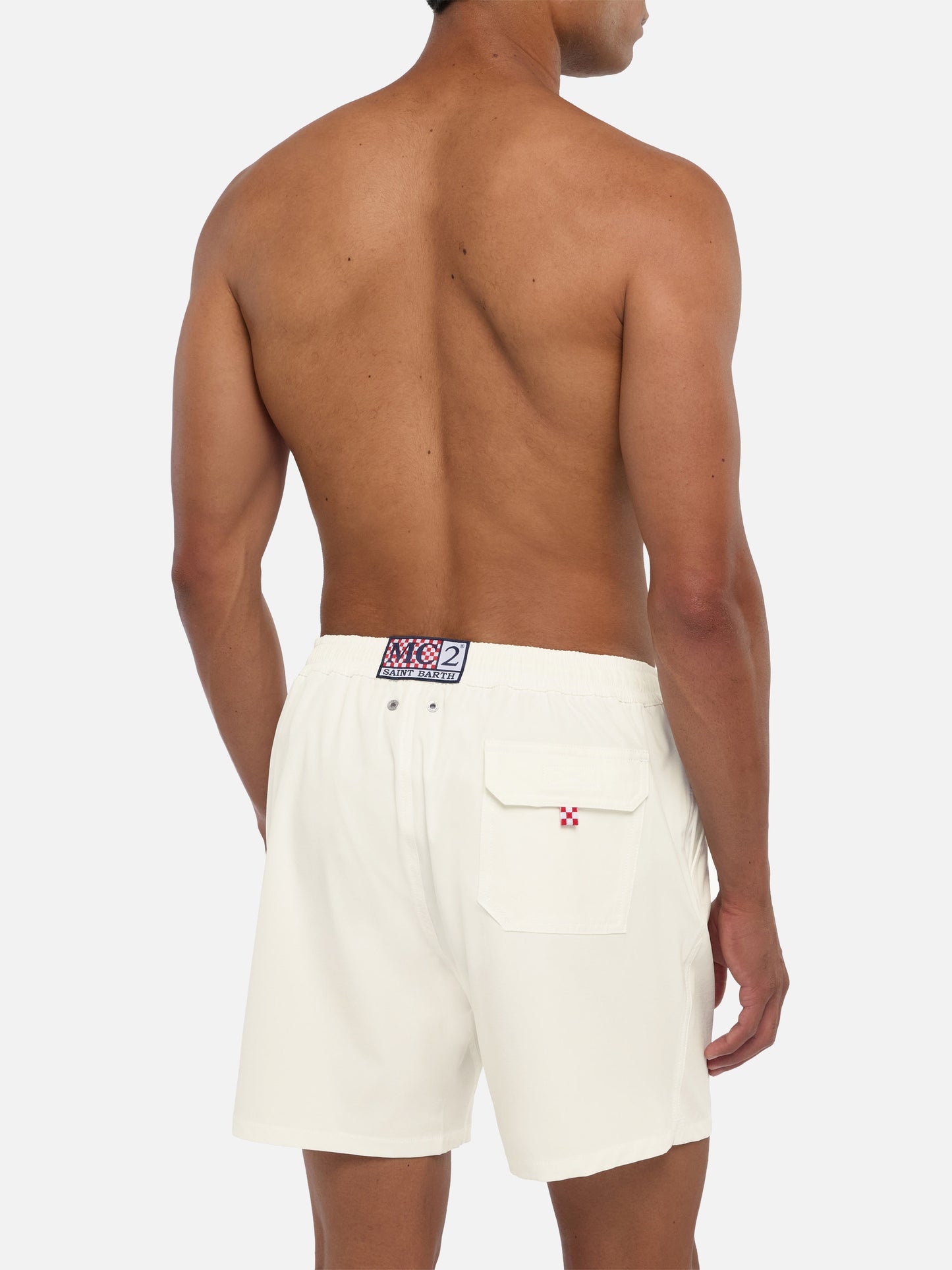 White Comfort swim shorts  with St. Barth embroidery