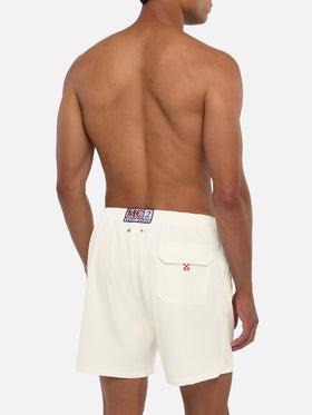 White Comfort swim shorts  with St. Barth embroidery