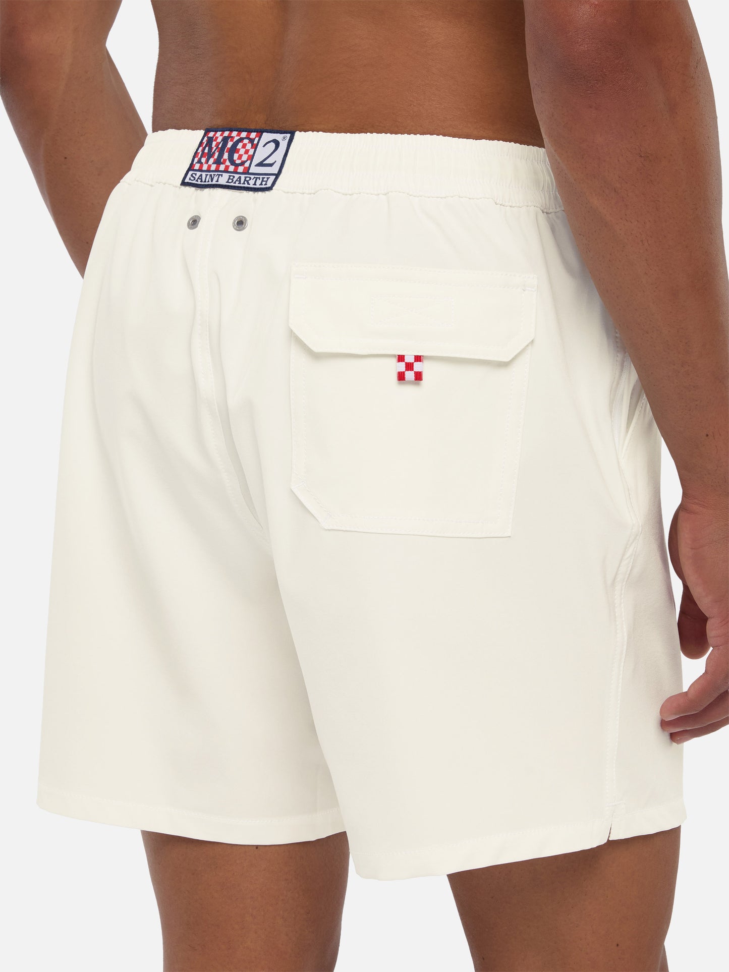 White Comfort swim shorts  with St. Barth embroidery