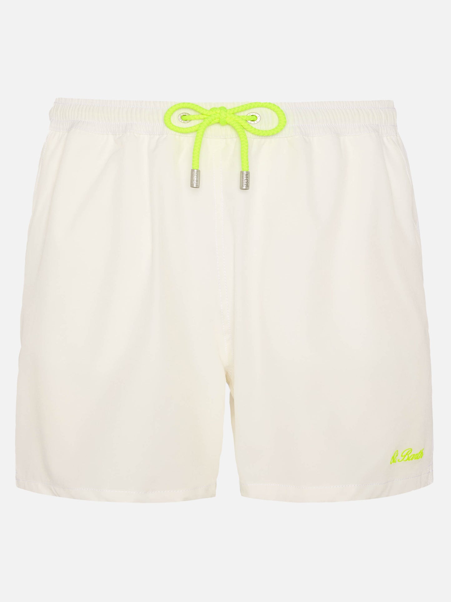White Comfort swim shorts  with St. Barth embroidery